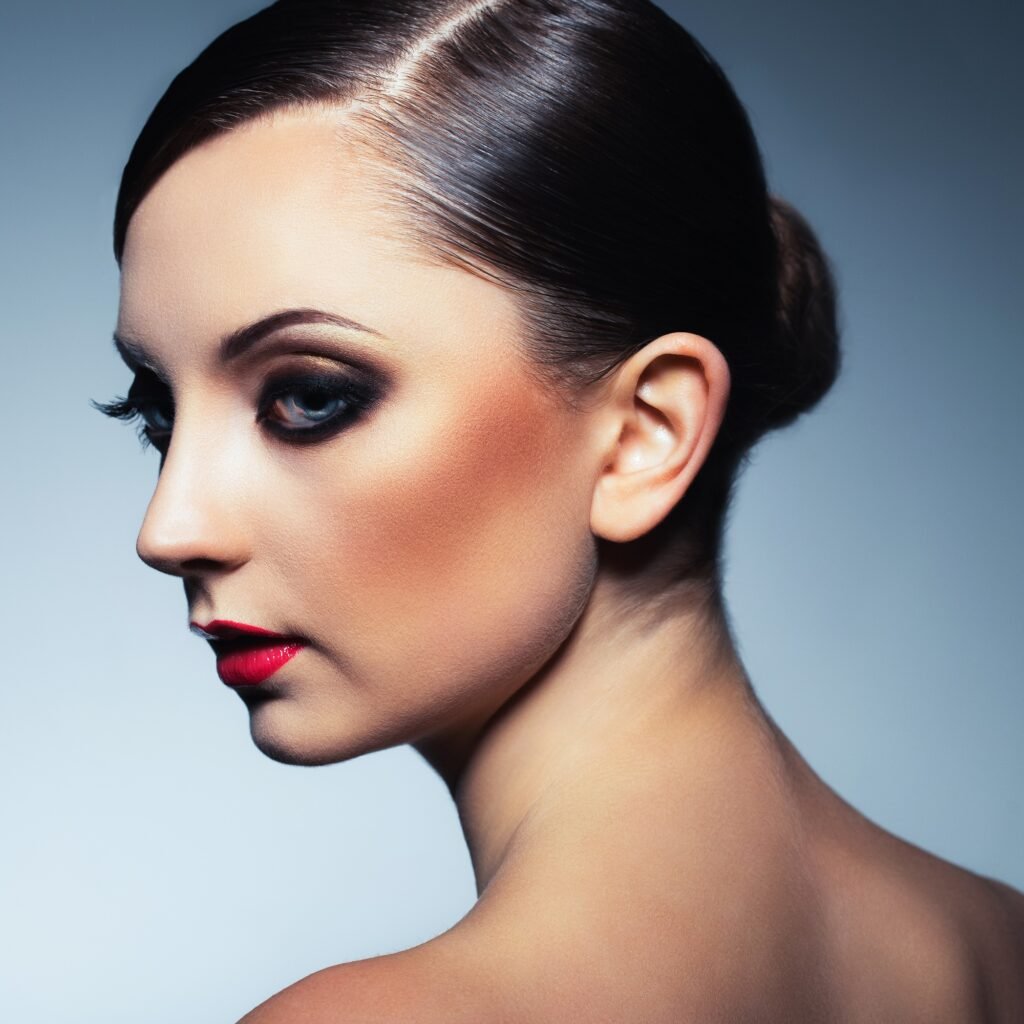 Portrait of a beautiful woman with a glamorous retro makeup